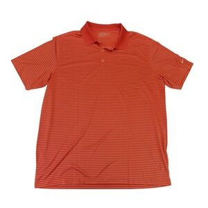 NIKE GOLF DRI FIT Men's Orange Stripe Polo Shirt XL Breathable Performance